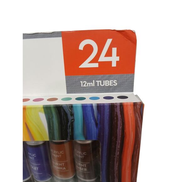 Artist Quality Acrylic Paint Set 24 Tubes Blends Easily Brilliant Colors Pro - Picture 3 of 16